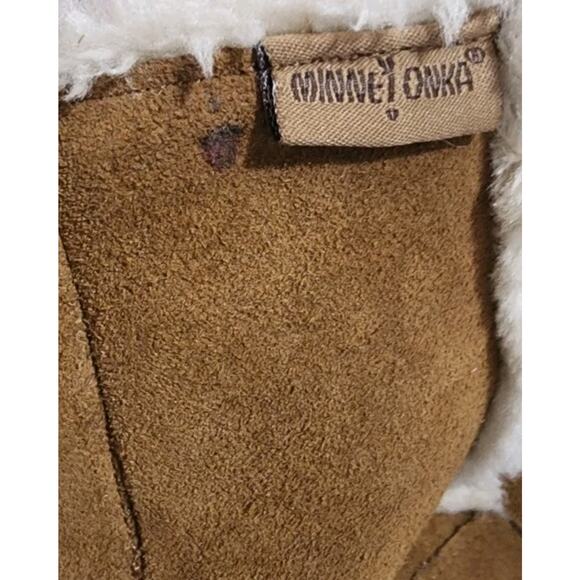 Minnetonka Boots Womens 7 Suede Faux Shearling Slip On Sherpa Lined Mid-Calf - Picture 4 of 13
